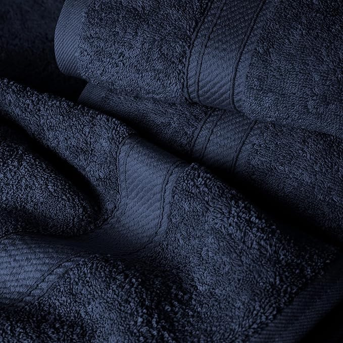 Superior Egyptian Cotton Pile 6 Piece Towel Set, Includes 2 Bath, 2 Hand, 2 Face Towels/Washcloths, Ultra Soft Luxury Towels, Thick Plush Essentials, Guest Bath, Spa, Hotel Bathroom, Navy Blue