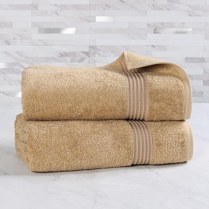 Superior Egyptian Cotton 2-Piece Bath Sheet Towel Set, Oversized Body Towels For Adults And Kids, Large Towel For Bath, Shower, Guest Bathroom, Spa, Gym, Resort, Essentials, Airbnb, Toast