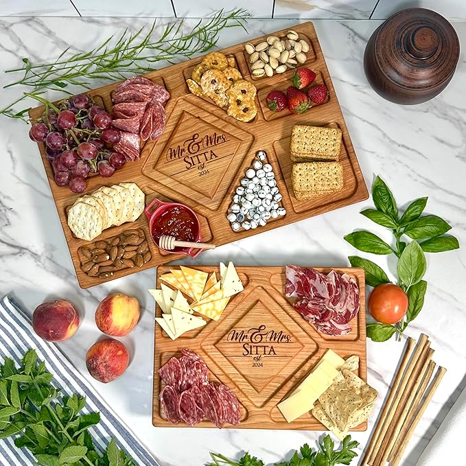 Personalized Charcuterie Board - Custom Engraved Cutting Board for Wedding, Anniversary, Engagement, Gift for Parents and Couple, Newlyweds, Housewarming Gifts for New Home, Christmas