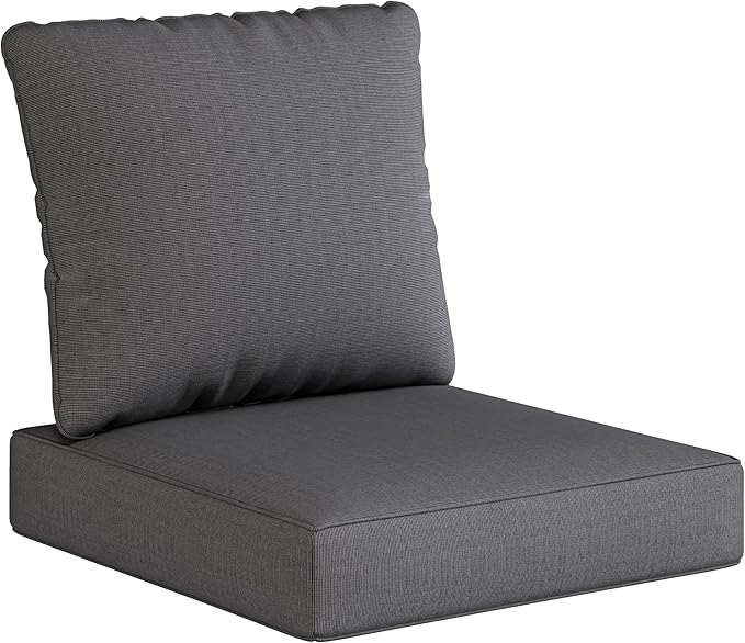 UIXE Outdoor Deep Seat Cushion Set with Slipcovers, Patio Furniture Cushions & Back Pillow, Water-Resistant Outdoor Cushion Cover Backyard Sectional Sofa Cushions for Bistro Chair - Gray
