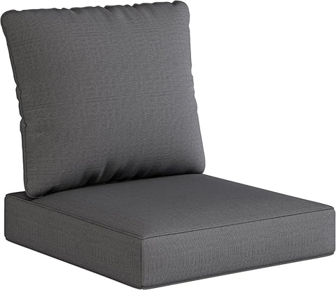 UIXE Outdoor Deep Seat Cushion Set with Slipcovers, Patio Furniture Cushions & Back Pillow, Water-Resistant Outdoor Cushion Cover Backyard Sectional Sofa Cushions for Bistro Chair - Gray