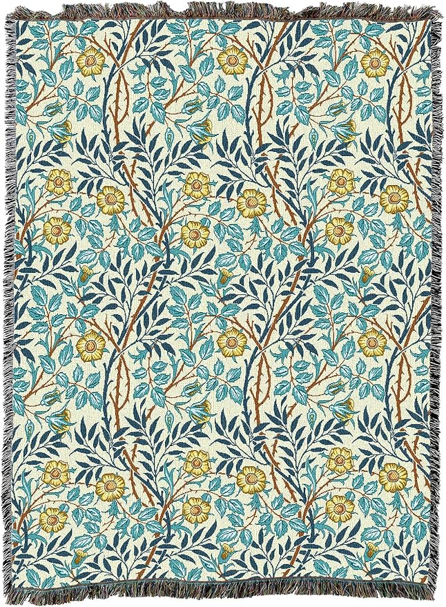 Pure Country Weavers William Morris Sweetbriar Mellow Blanket XL - Arts & Crafts - Gift Tapestry Throw Woven from Cotton - Made in The USA (82x62)