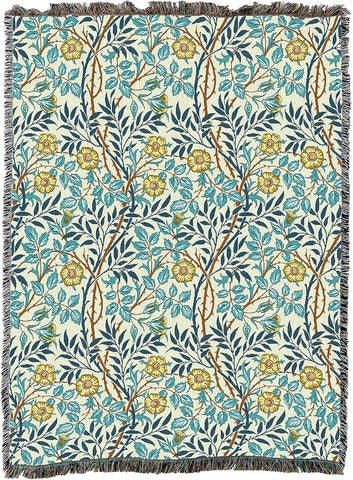 Pure Country Weavers William Morris Sweetbriar Mellow Blanket XL - Arts & Crafts - Gift Tapestry Throw Woven from Cotton - Made in The USA (82x62)
