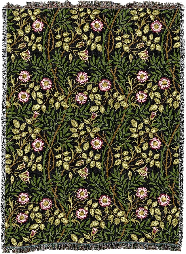 Pure Country Weavers William Morris Sweetbriar Night Blanket - Arts & Crafts - Gift Tapestry Throw Woven from Cotton - Made in The USA (72x54)