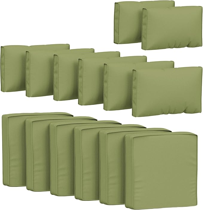 14 Pcs Outdoor Cushion Covers Patio Cushion Slipcovers Replacement Splash Proof with Zipper for Outdoor Furniture, Patio Sofa Couch 3 Sizes, Covers Only