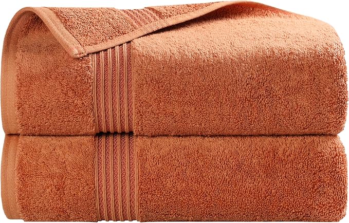 Superior Egyptian Cotton Bath Towel Set, Home Bathroom Towels, Master, Guest Bath, Decor Essentials, Quick Dry, Absorbent, Large Body Towels, Spa, Hotel, Resort, Adult, Kids, Set of 2, Caramel Brown
