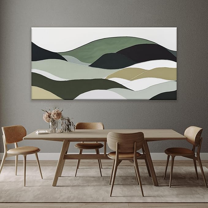 TAIJXAGSG Large Abstract Wall Art For Living Room Canvas Art Wall Decor Bedroom Office Artwork Irregular Shapes Green Wall Art Painting Abstract Art Prints Home Wall Decor 29 × 58 In