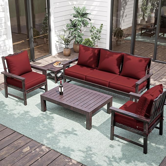 Premium Outdoor Seat Cushion Chair Cushions for Patio Furniture 24 L X 24 W X 5 H Waterproof & Fade Resistant Deep Seat and Backrest Cushion Set with Removable Covers for Chair, Sofa