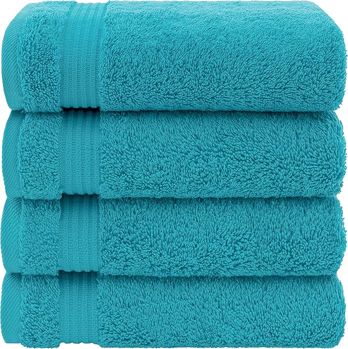 American Veteran Towel, Hand Towels for Bathroom Set of 4, 100% Cotton Turkish Hand Towel Sets Clearance Prime, Soft Hand Face Towels, Aqua Blue Hand Towels