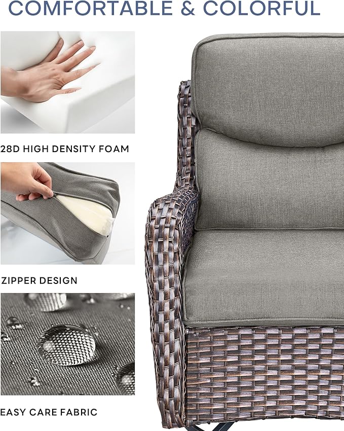 22x25/22x24 Outdoor Chair Cushions Set of 4 - Heavy Duty High Back Replacement Zippered Cushion for Patio Furniture Set Dining Gliding Rocking Chairs Loveseat L-Shape Sofa - Grey/Smile