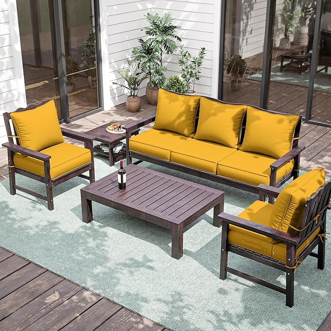 Premium Outdoor Seat Cushion Chair Cushions for Patio Furniture 22 L X 24 W X 4 H Waterproof & Fade Resistant Deep Seat and Backrest Cushion Set with Removable Covers for Chair, Sofa