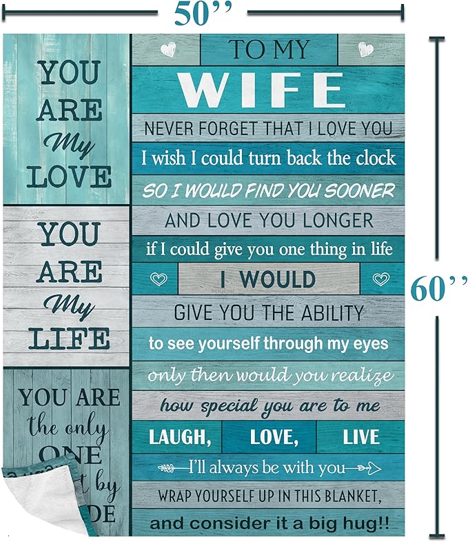 Gifts for Wife/Her,Wife Birthday Gift,Anniversary Wedding Gift for Her,Anniversary/Birthday Gifts for Her Blanket 60x50in