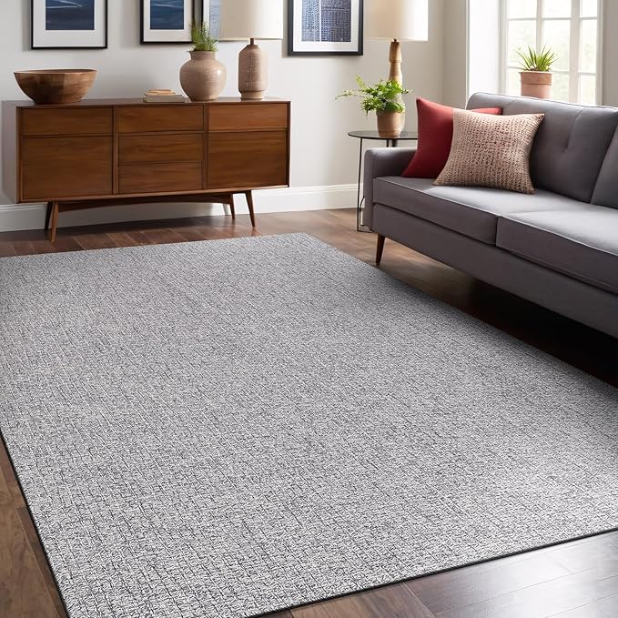 Easy Jute Rugs 4x6 Gray Color Living Room Indoor Outdoor Area Rug for Farmhouse Patio and Kitchen Rug High Traffic Washable Easy to Clean Solid Boho Woven Design Outside Carpet (4 x 6)