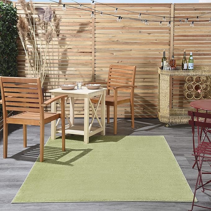 Nourison Home Essentials Indoor/Outdoor Green 6' x 9' Area Rug, Easy Cleaning, Non Shedding, Bed Room, Living Room, Dining Room, Backyard, Deck, Patio (6x9)