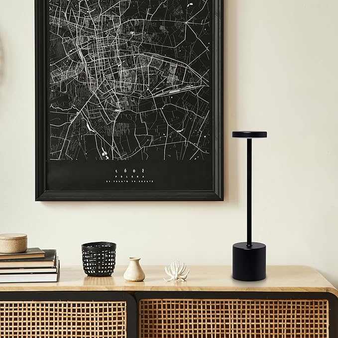 Camden Reed Table Lamp, Desk lamp, 3 Different Lighting Modes, Modern Minimal Design for Dinner/Coffee Table/Restaurant/Bedroom, Flat Black