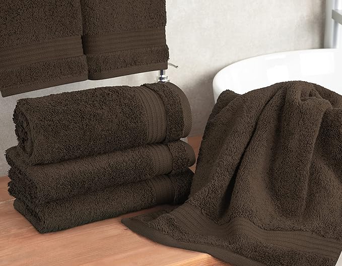 Cotton Paradise Hand Towels for Bathroom, 100% Cotton Turkish 4 Piece Hand Towel Set, Soft Absorbent Face Towels, Brown Hand Towels