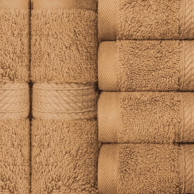 BLUENILEMILLS BNM Egyptian Cotton 6-Piece Towel Set, Includes 6 Face Towels, Attached Loop for Easy Hanging and Storage, Hotel Quality, Perfect for Bathroom, Gym, Shower Space, or Spa, Rust