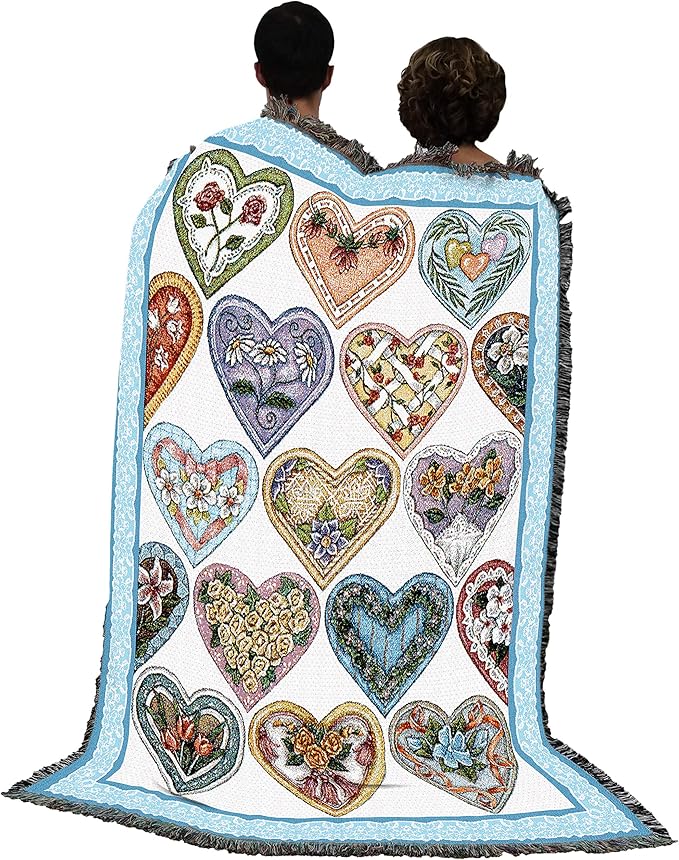 Pure Country Weavers Hearts to You Blanket by Judy Hand - Garden Floral Gift Tapestry Throw Woven from Cotton - Made in The USA (72x54)