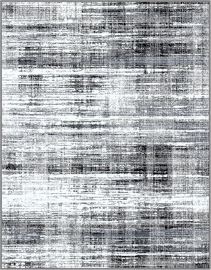 GENIMO 8x10 Washable Area Rug – Modern Abstract Non-Slip Low Pile Contemporary Indoor Floor Carpet for Living Room, Bedroom, Dining Room, Kitchen, Office, Black