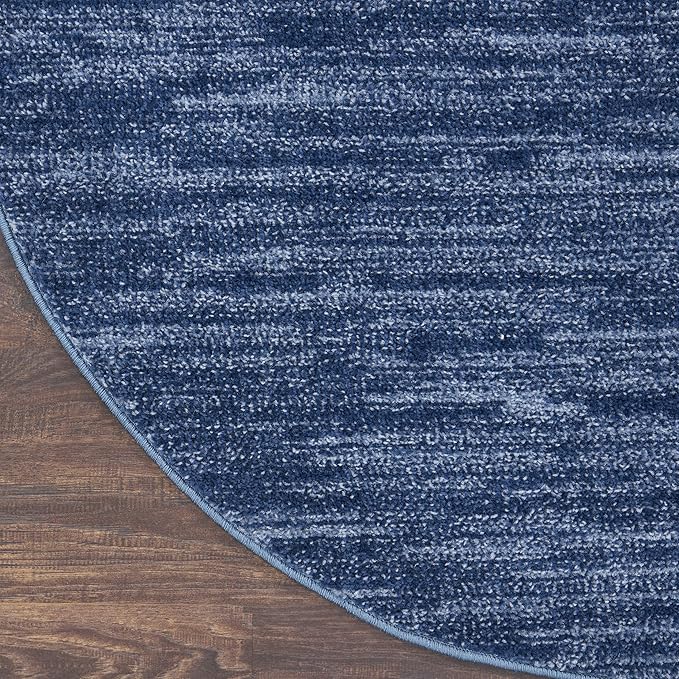Nourison Home Essentials 6' x Round Navy Blue Fabric Outdoor Area Rug (6' Round)
