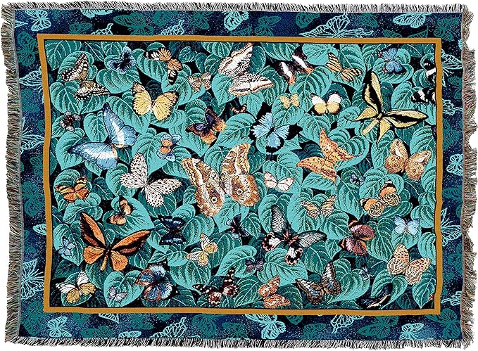 Pure Country Weavers Butterfly Dance Blanket by Elena Vladykina - Garden Floral Gift Tapestry Throw Woven from Cotton - Made in The USA (72x54)