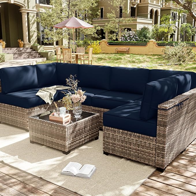 14 Pcs Outdoor Cushion Slipcovers Outdoor Patio Cushion Covers Replacement Waterproof with Zipper for Outdoor Furniture, Patio Sofa Couch 3 Sizes, Covers Only