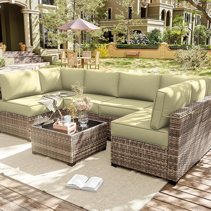 14 Pcs Outdoor Cushion Slipcovers Outdoor Patio Cushion Covers Replacement Waterproof with Zipper for Outdoor Furniture, Patio Sofa Couch 3 Sizes, Covers Only