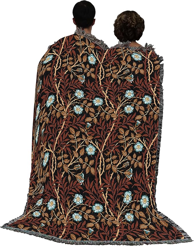 Pure Country Weavers William Morris Sweetbriar Sienna Blanket - Arts & Crafts - Gift Tapestry Throw Woven from Cotton - Made in The USA (72x54)