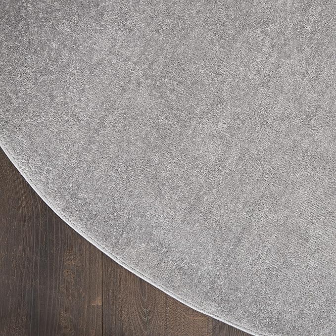 Nourison Home Essentials Indoor/Outdoor Silver Grey 6' x 9' Oval Area Rug, Easy Cleaning, Non Shedding, Bed Room, Living Room, Dining Room, Backyard, Deck, Patio (6x9 Oval)