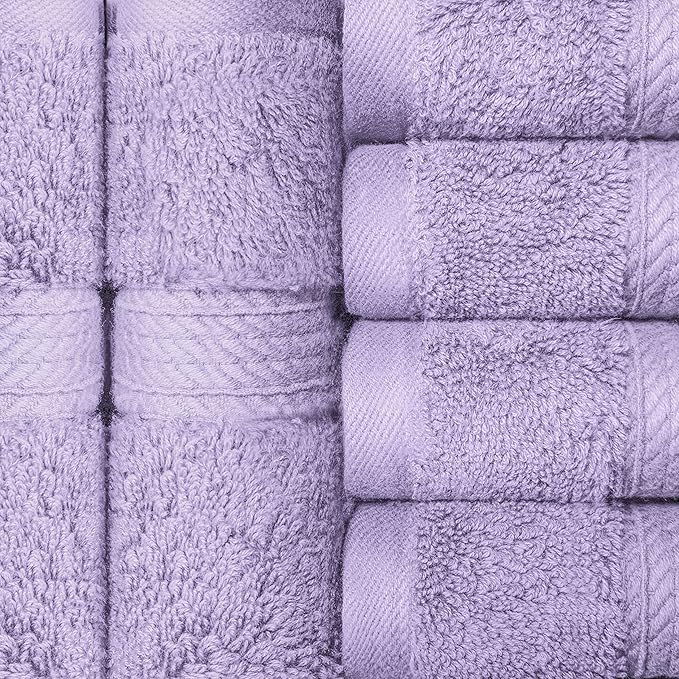 BLUENILEMILLS BNM Egyptian Cotton 6-Piece Towel Set, Includes 6 Face Towels, Attached Loop for Easy Hanging and Storage, Hotel Quality, Perfect for Bathroom, Gym, Shower Space, or Spa, Purple