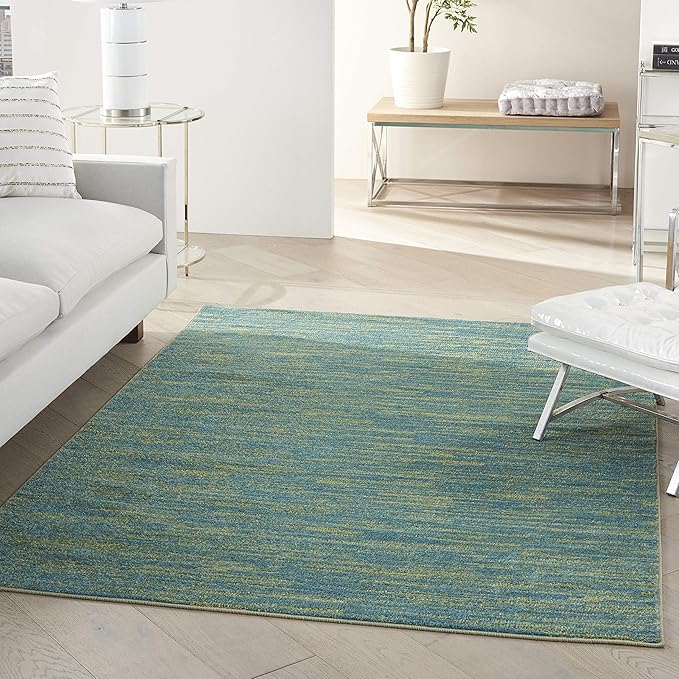 Nourison Home Essentials Solid Contemporary Blue Green 4' X 6' Area Rug , 4' X 6'