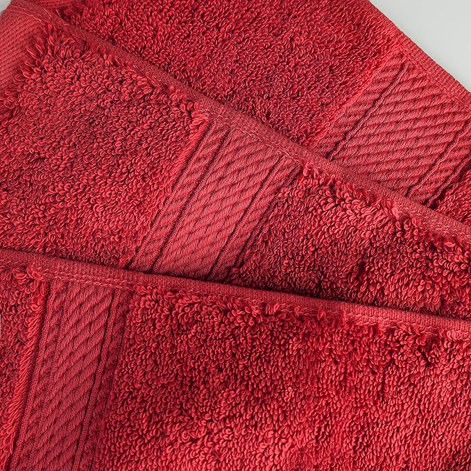 BNM Egyptian Cotton Heavyweight Towels, Ideal For Bathroom, Shower, Spa, Hotel, 800 GSM, Face/ Washcloths, Hand Towels, Bath Towels, Highly-Absorbent, Luxury Home Basics, 9 Piece Towel Set, Red