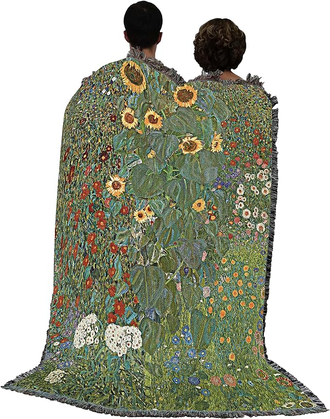 Pure Country Weavers Farm Garden with Sunflowers Blanket by Gustav Klimt - Fine Art Gift Tapestry Throw Woven from Cotton - Made in The USA (72x54)