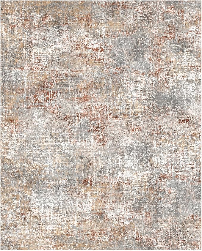 GENIMO Washable Area Rugs for Living Room Bedroom, 8x10 Modern Abstract Non Slip Rug, Low Pile Soft Contemporary Indoor Floor Carpet Cover for Dining Room Kitchen, Rose