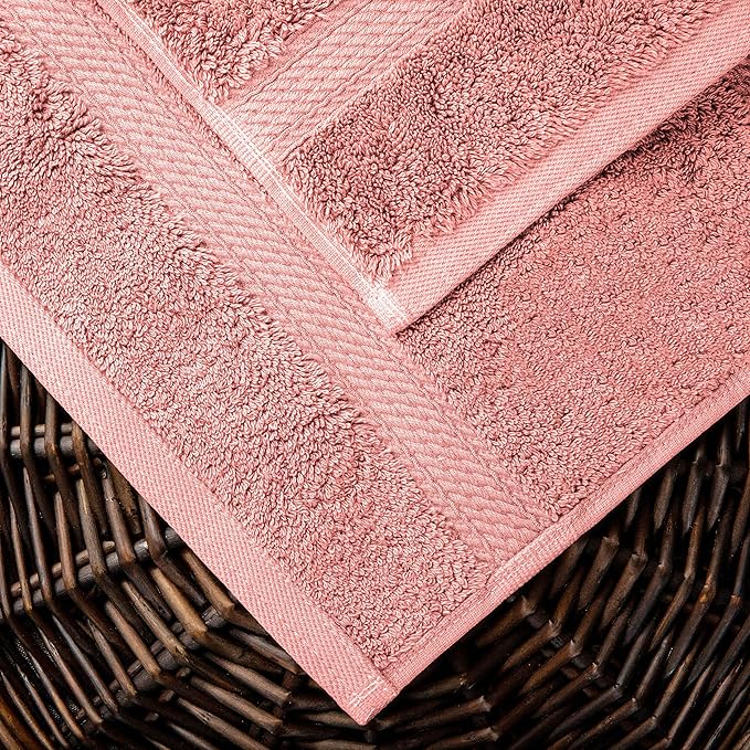 BLUENILEMILLS Premium Towel Collection, Egyptian Cotton Towels for Shower and Bathroom Assorted 2-Piece Towel Set, 30" x 55", Tea Rose by Blue Nile Mills