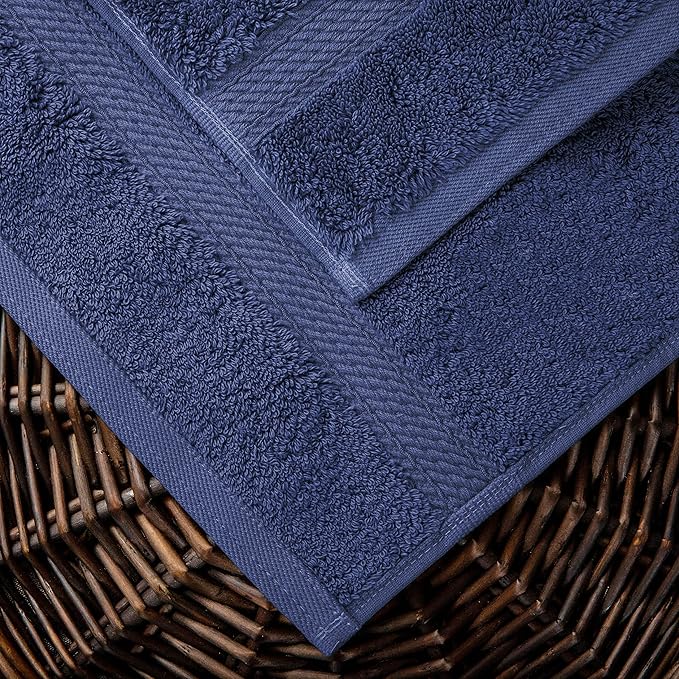 BLUENILEMILLS Premium Towel Collection, Egyptian Cotton Towels for Shower and Bathroom Assorted 6-Piece Towel Set, 30" x 55", 20" x 30", 13" x 13", Navy Blue by Blue Nile Mills