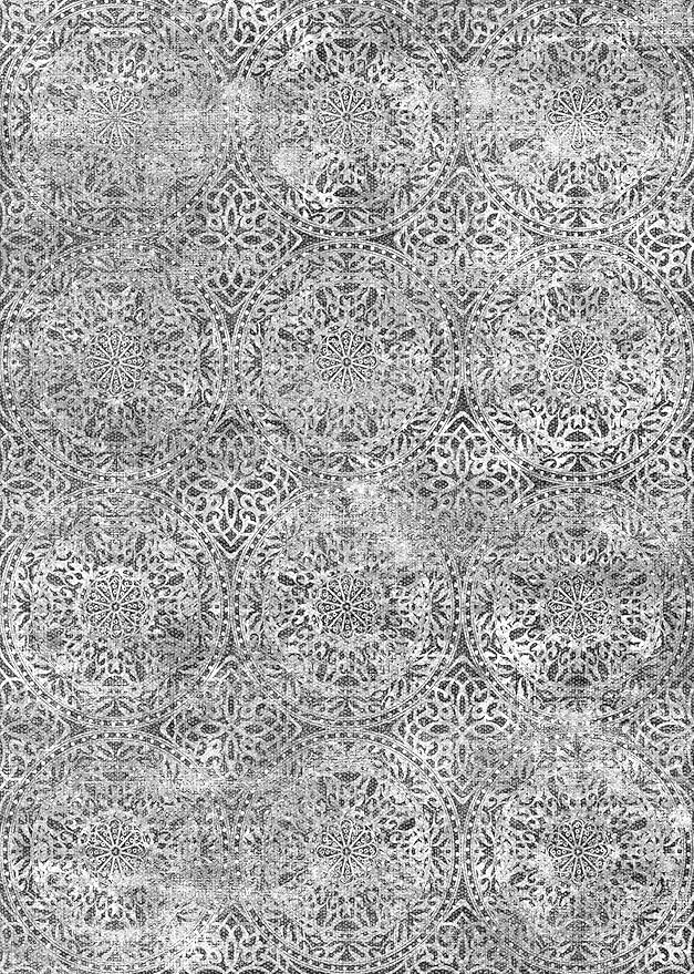 vivorug 5x7 Area Rugs - Ultra-Thin Washable Rug with Non-Slip Backing, Ideal for Living Room, Bedroom, Kitchen Floor Carpet - Vintage Medallion, Easy Clean, Durable, Grey