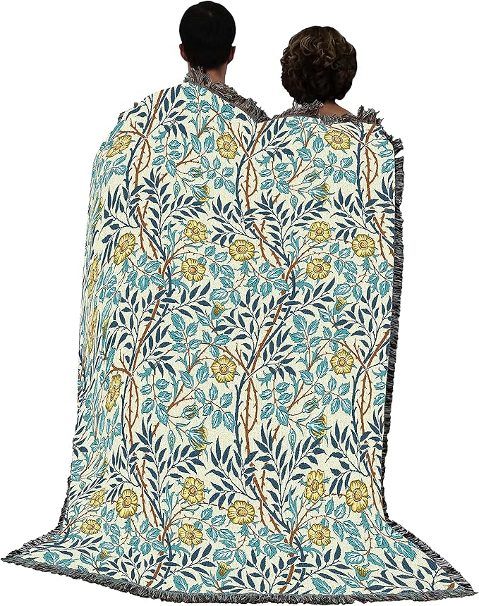 Pure Country Weavers William Morris Sweetbriar Mellow Blanket - Arts & Crafts - Gift Tapestry Throw Woven from Cotton - Made in The USA (72x54)