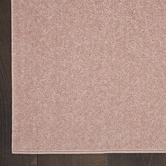 Nourison Home Essentials Solid Indoor/Outdoor Pink 2'2" x 18 Area Rug, Easy Cleaning, Non Shedding, Bed Room, Living Room, Dining Room, Deck, Patio, Backyard (2x18)