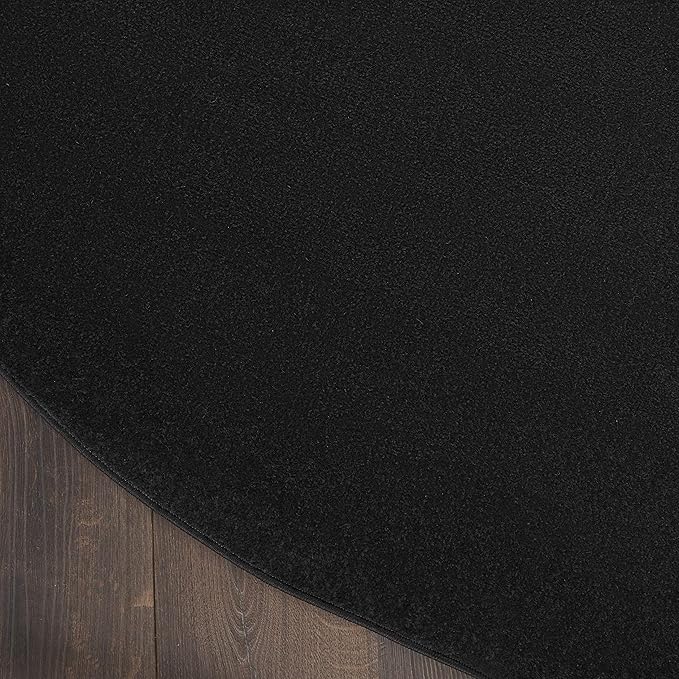 Nourison Home Essentials 8' x Round Black Fabric Outdoor Area Rug (8' Round)