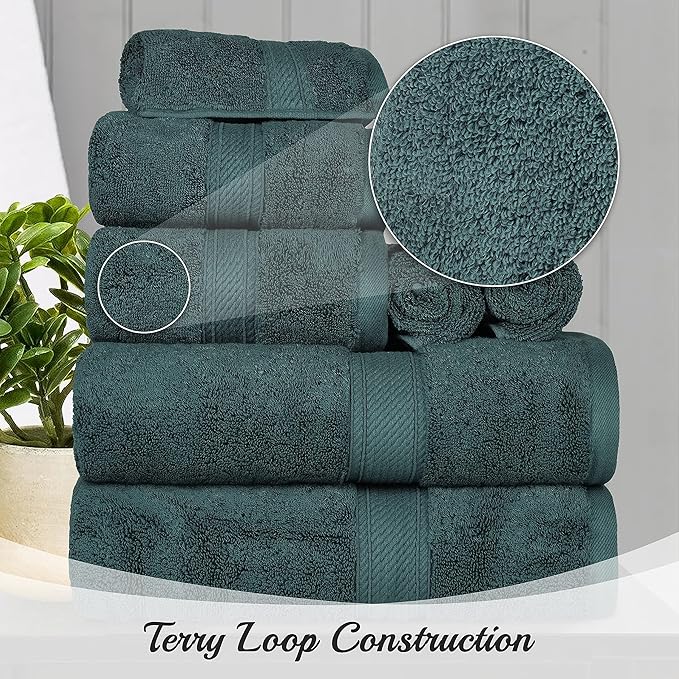 BNM Egyptian Cotton Heavyweight Towels, Ideal For Bathroom, Shower, Spa, 800 GSM Bath Towels, Highly-Absorbent, Luxury Bathroom Essentials, Ultra-Soft Plush Home Basics, Bath Towel Set of 4, Teal