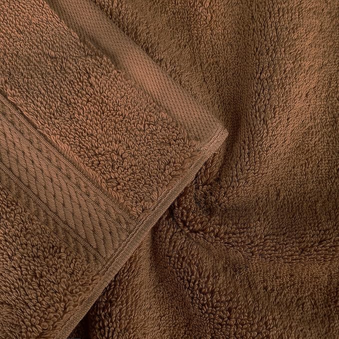 BNM Egyptian Cotton Heavyweight Towels, Ideal For Shower, Spa, 800 GSM Bath Towels, Highly-Absorbent, Luxury Bathroom Decor, Ultra-Soft Plush Home Basics, Bath Towel Set of 4, Chocolate Dark Brown