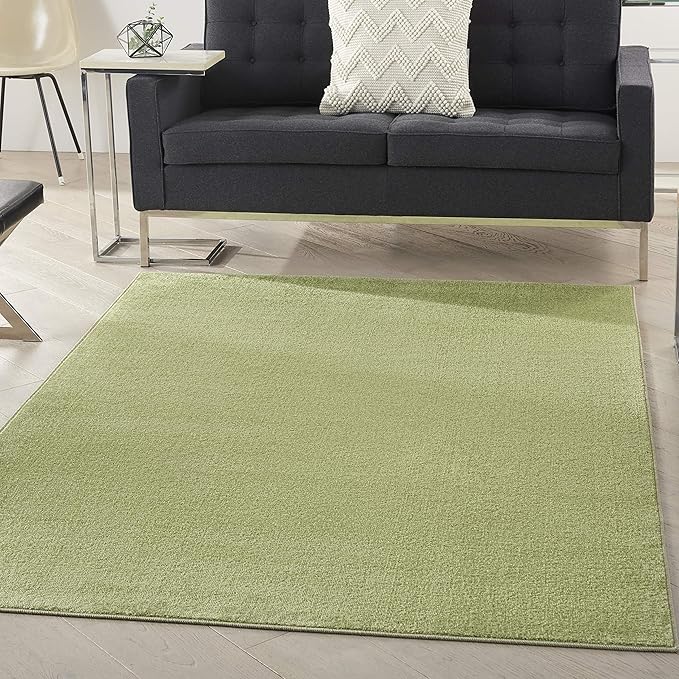 Nourison Home Essentials Indoor/Outdoor Green 6' x 9' Area Rug, Easy Cleaning, Non Shedding, Bed Room, Living Room, Dining Room, Backyard, Deck, Patio (6x9)