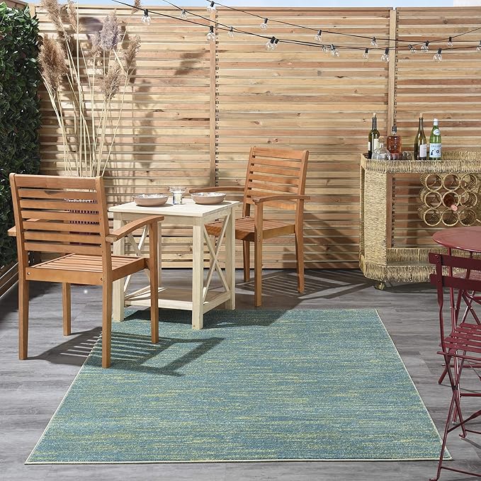Nourison Home Essentials Solid Contemporary Blue Green 4' X 6' Area Rug , 4' X 6'