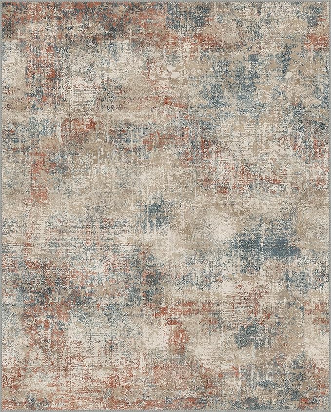 GENIMO Washable Area Rugs for Living Room Bedroom, 8x10 Modern Abstract Non Slip Rug, Low Pile Soft Contemporary Indoor Floor Carpet Cover for Dining Room Kitchen, Multi