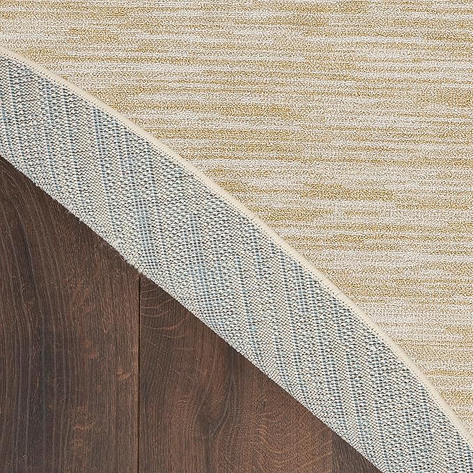Nourison Home Essentials Indoor/Outdoor Ivory Gold 4' x Round Area Rug, Easy Cleaning, Non Shedding, Bed Room, Living Room, Dining Room, Backyard, Deck, Patio (4 Round)
