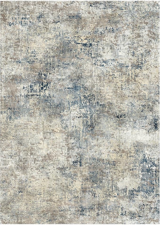 GENIMO Washable Area Rugs for Living Room Bedroom, 8x10 Modern Abstract Non Slip Rug, Low Pile Soft Contemporary Indoor Floor Carpet Cover for Dining Room Kitchen, Light Gray Blue