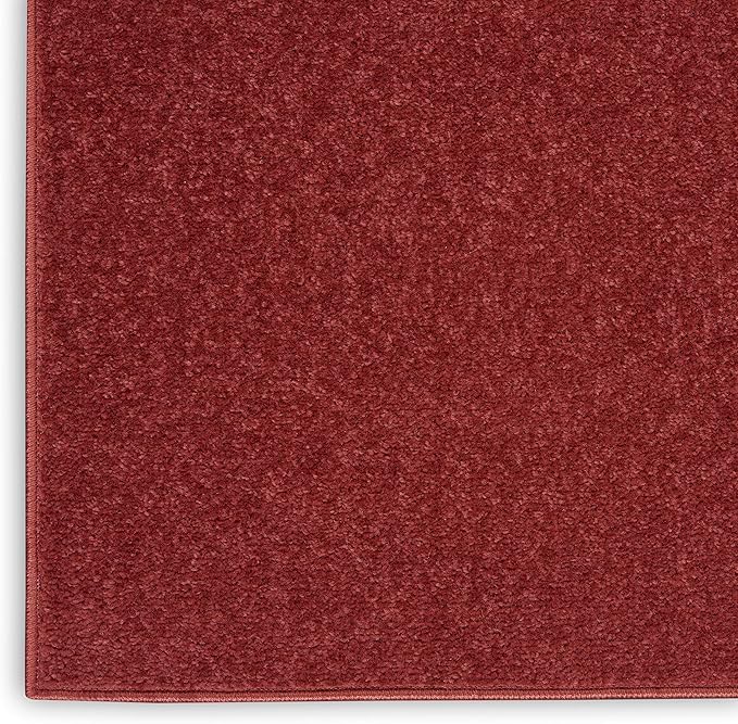 Nourison Essentials Indoor/Outdoor Brick Red 7' x 10' Area Rug, Easy Cleaning, Non Shedding, Bed Room, Living Room, Dining Room, Backyard, Deck, Patio (7x10)