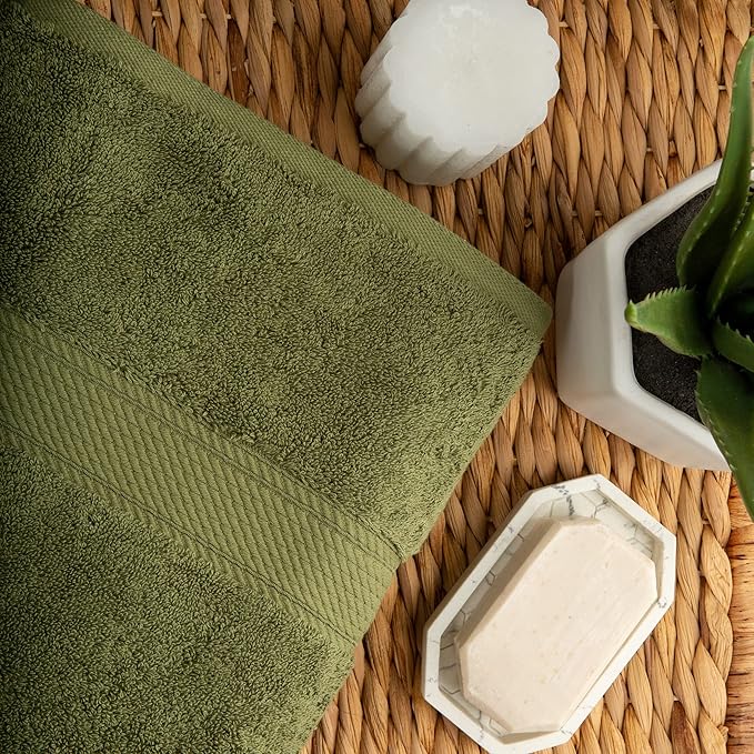 BLUENILEMILLS Premium Towel Collection, Egyptian Cotton Towels for Shower and Bathroom Assorted 2-Piece Towel Set, 30" x 55", Forest Green by Blue Nile Mills