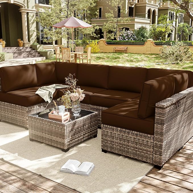 14 Pcs Outdoor Cushion Slipcovers Outdoor Patio Cushion Covers Replacement Waterproof with Zipper for Outdoor Furniture, Patio Sofa Couch 3 Sizes, Covers Only
